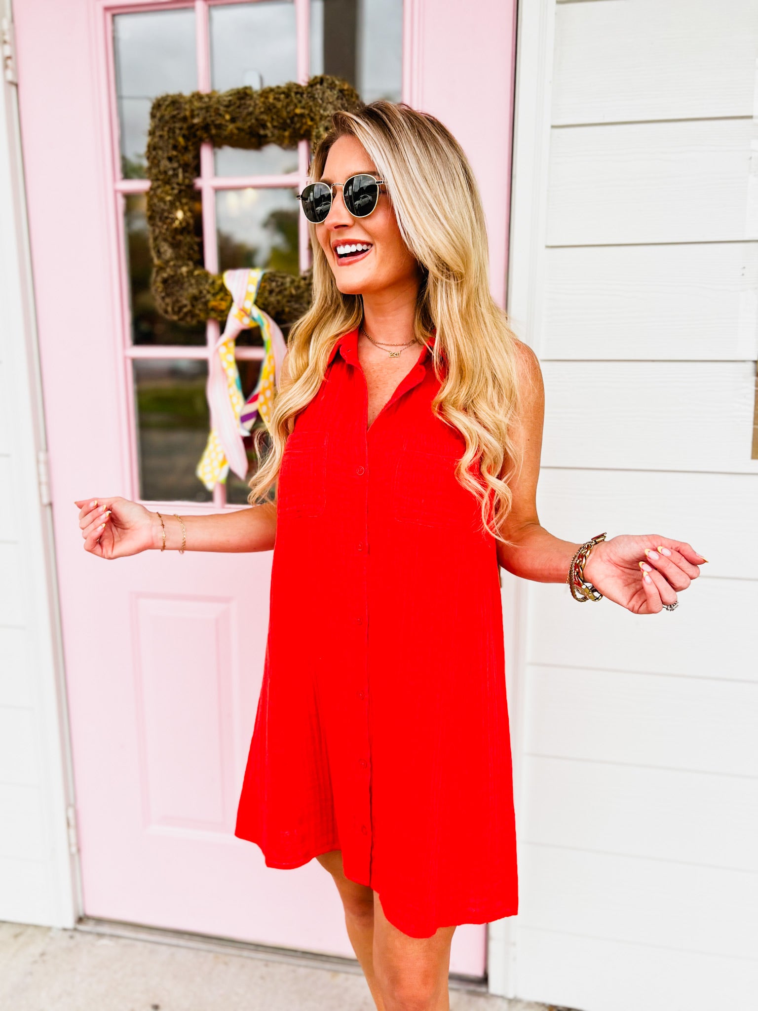 Z Supply New Light Dress - Cabana Red