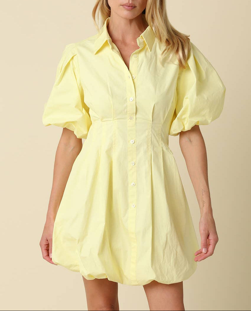Valerie Puff Sleeve Mini Dress - Butter