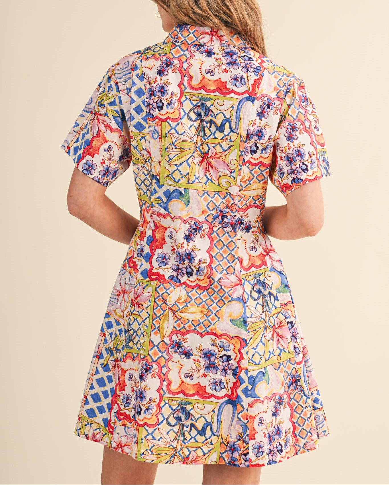 Sweet Thing Button Down Dress - Blue Multi Floral
