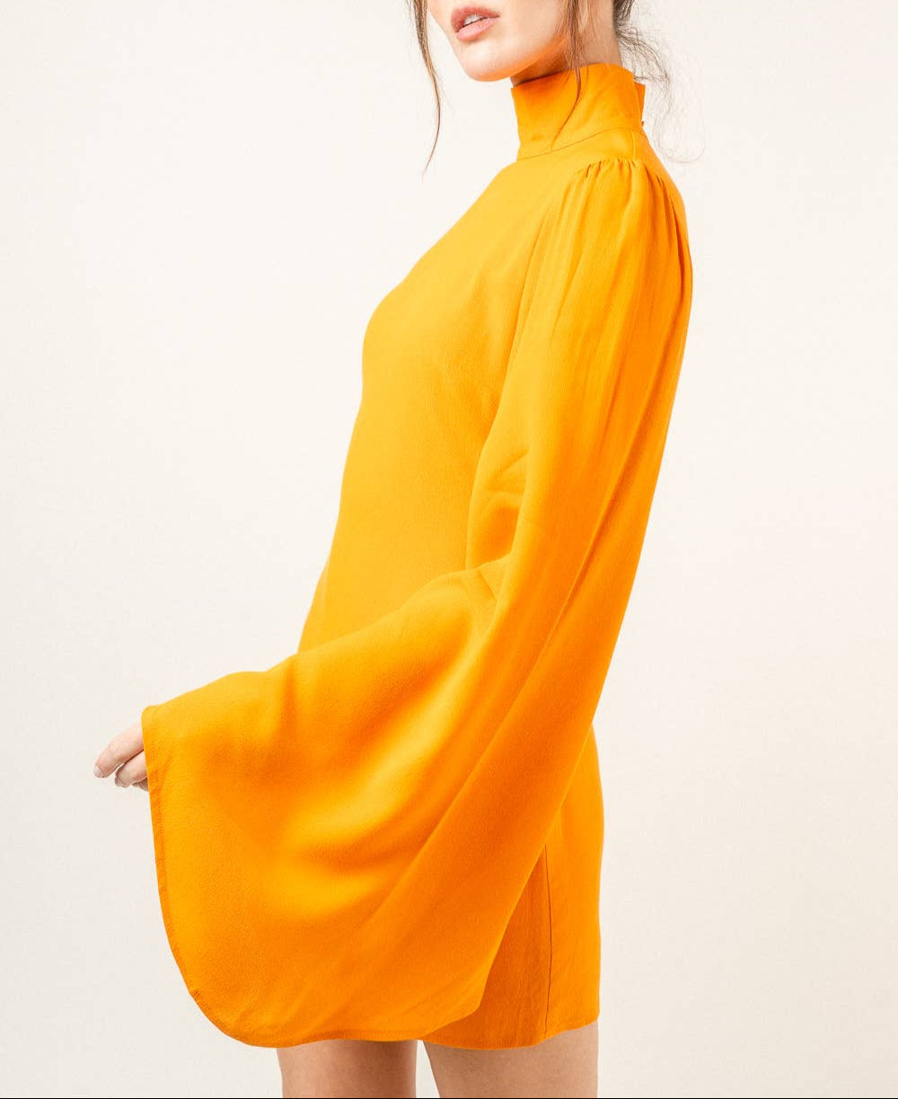 A Chic Moment Mock Neck Dramatic Mini Dress