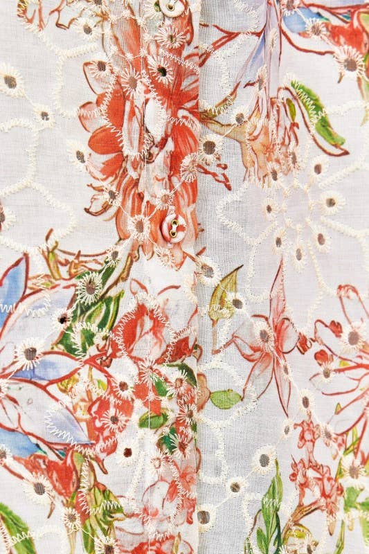 Take A Seat Eyelet Floral Print Belted Short - Cream Multi