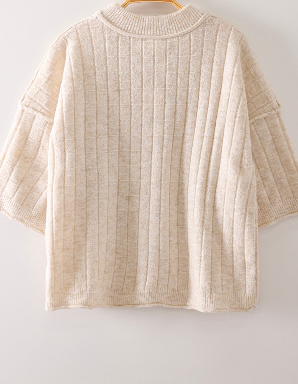 Start Up Ribbed Mock Neck Sweater - Oatmeal