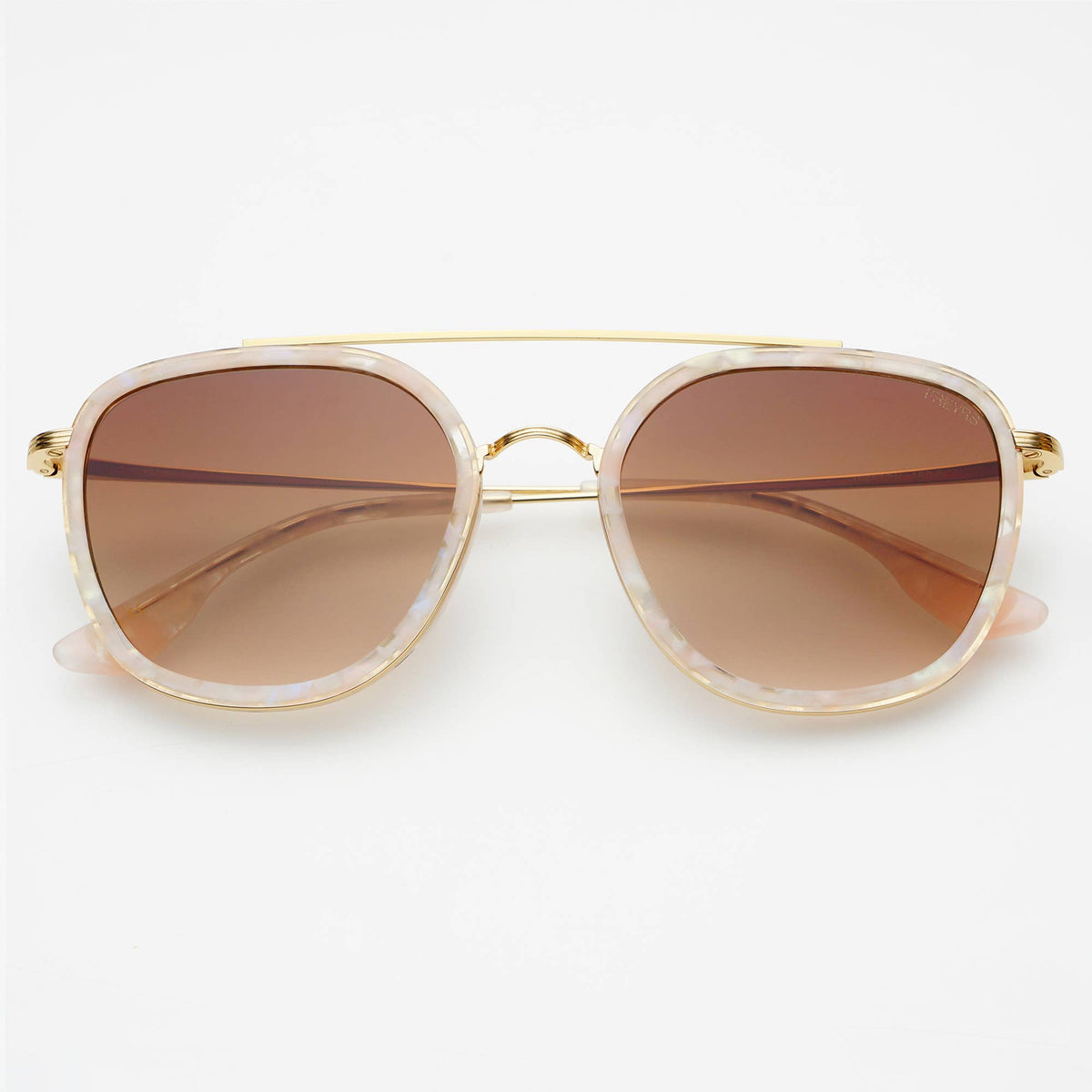Freyrs Weston Acetate Round Unisex Sunglasses - Light Pink/Brown