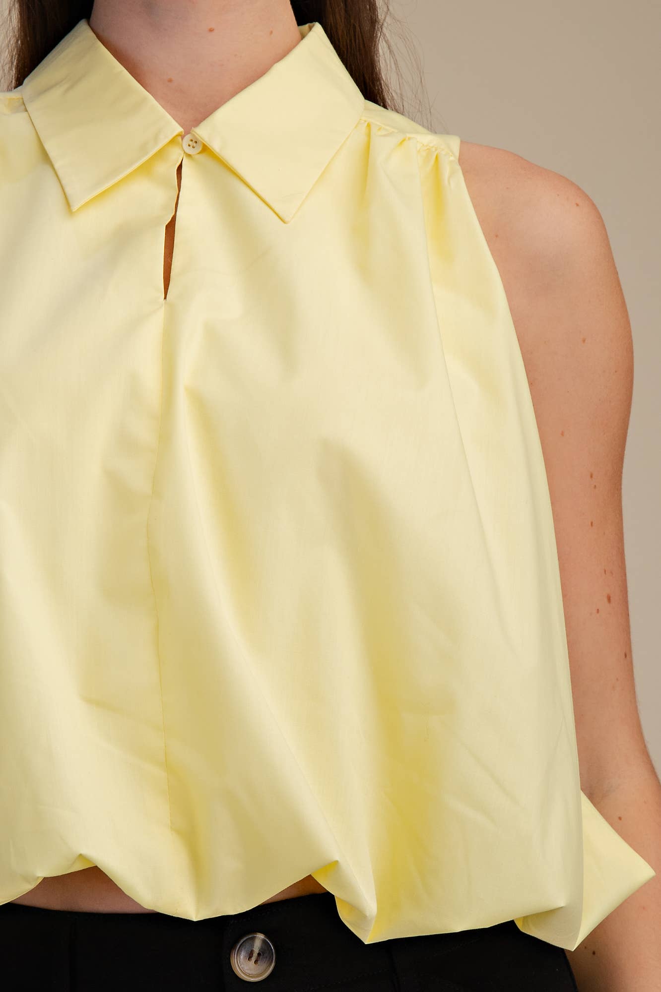 All Smiles Bubble Hem Sleeveless Top - Butter Yellow