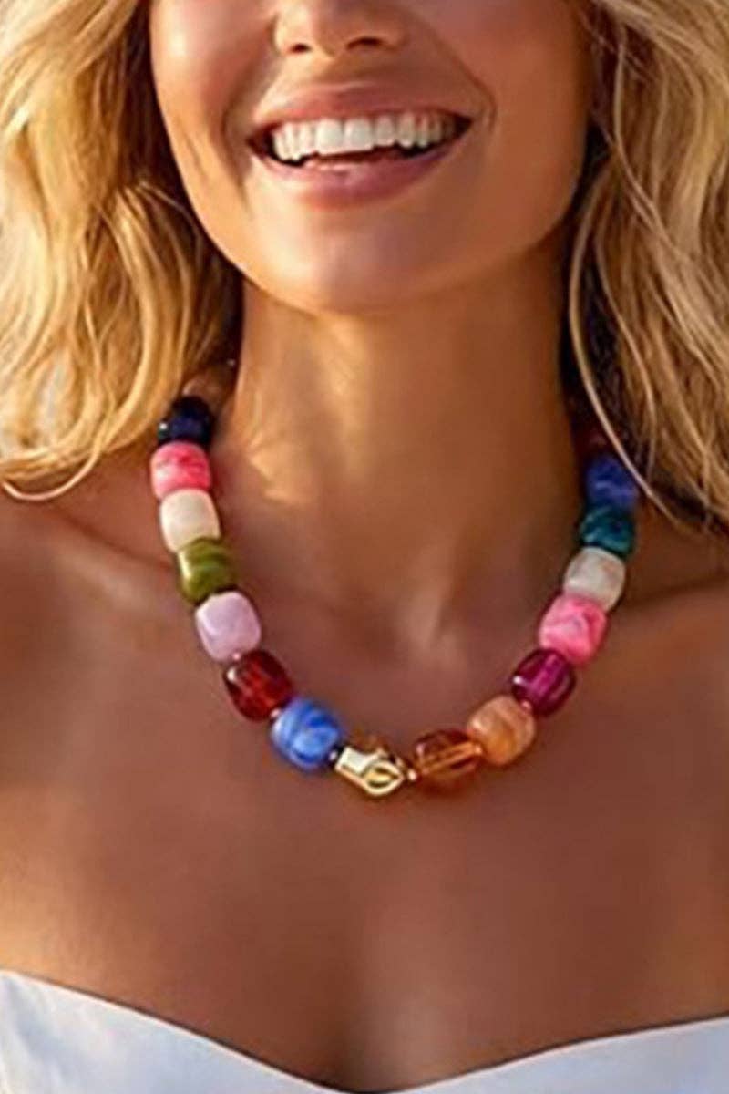 Bold Chunky Beaded Statement Necklace