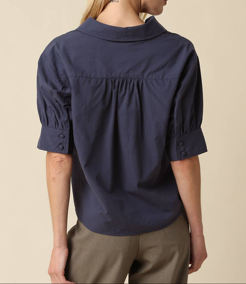 Ella Puff Sleeve Blouse - Navy