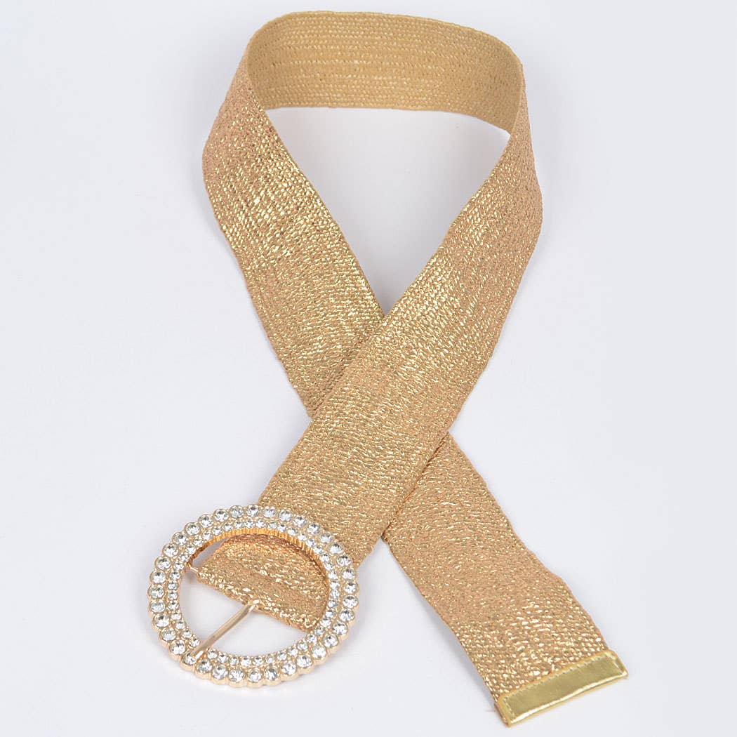 Rhinestone Elastic Belt - Gold