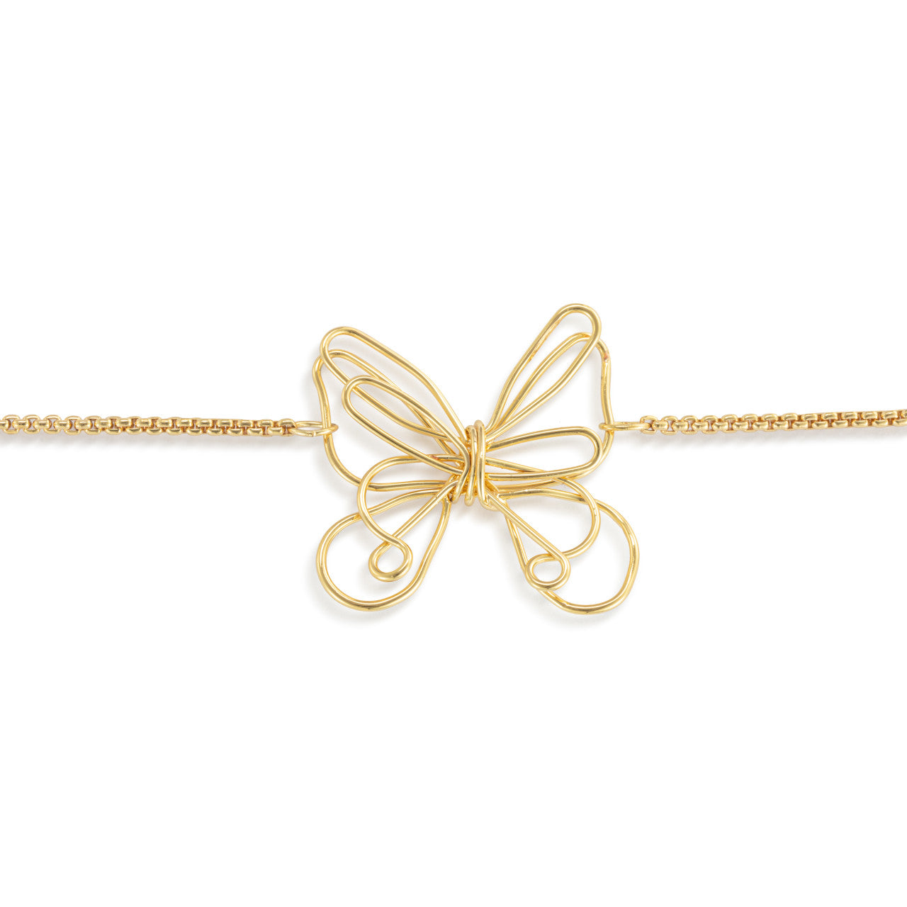 Butterfly Open Gold Bracelet - 6.5in