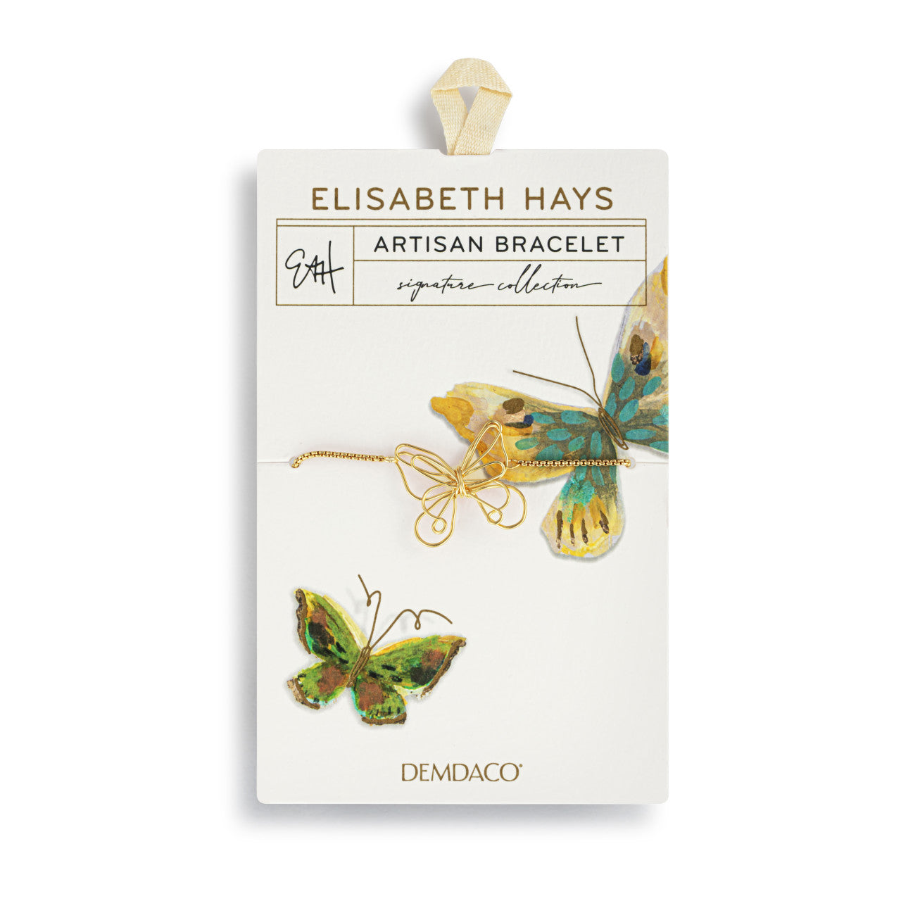 Butterfly Open Gold Bracelet - 6.5in