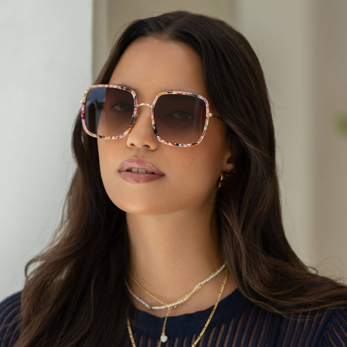 Cosmo Acetate Womens Square Sunglasses - Rose Tortoise