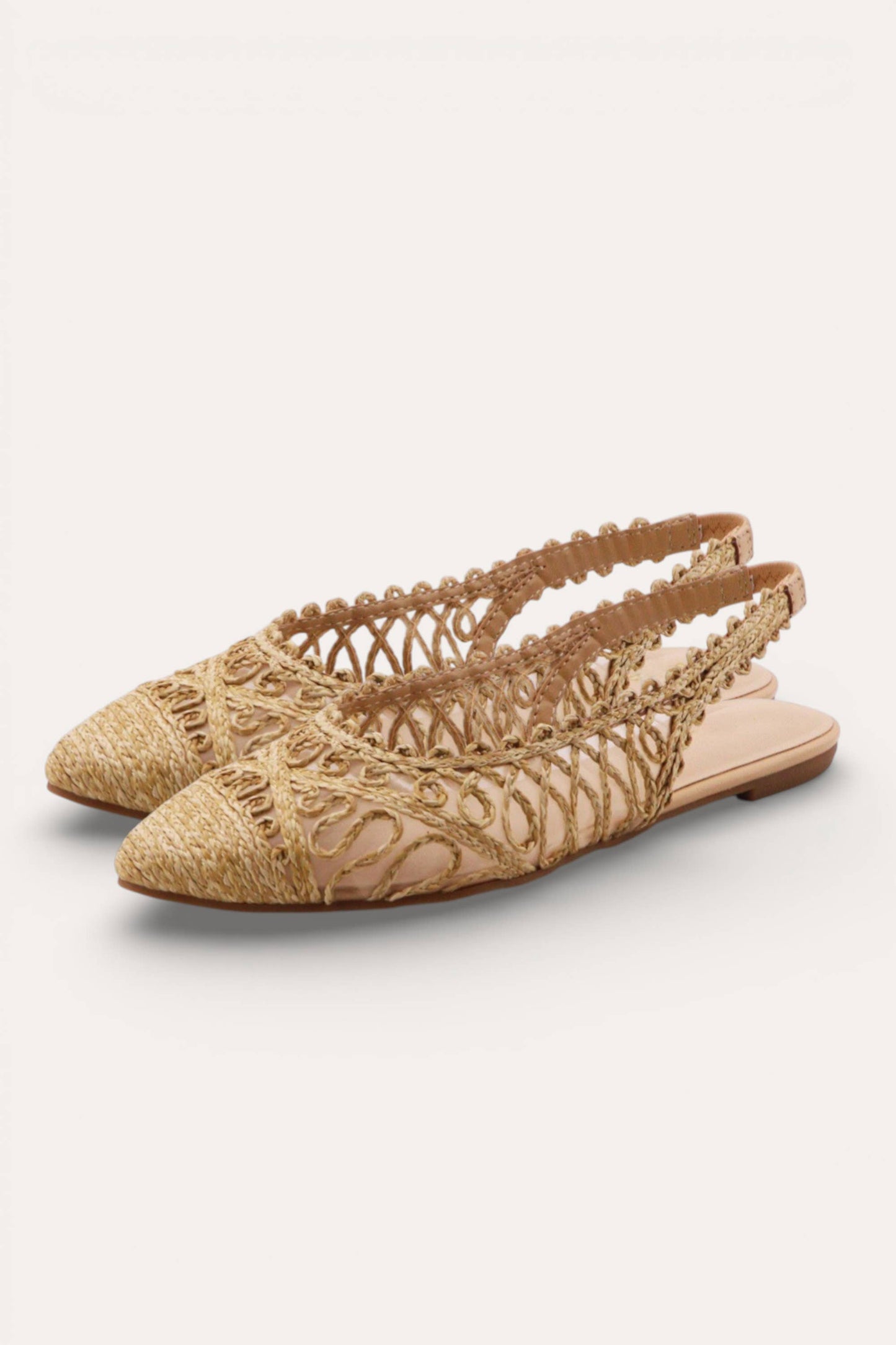 NOTEBOOK-07 Woven Raffia Sling Back - Natural