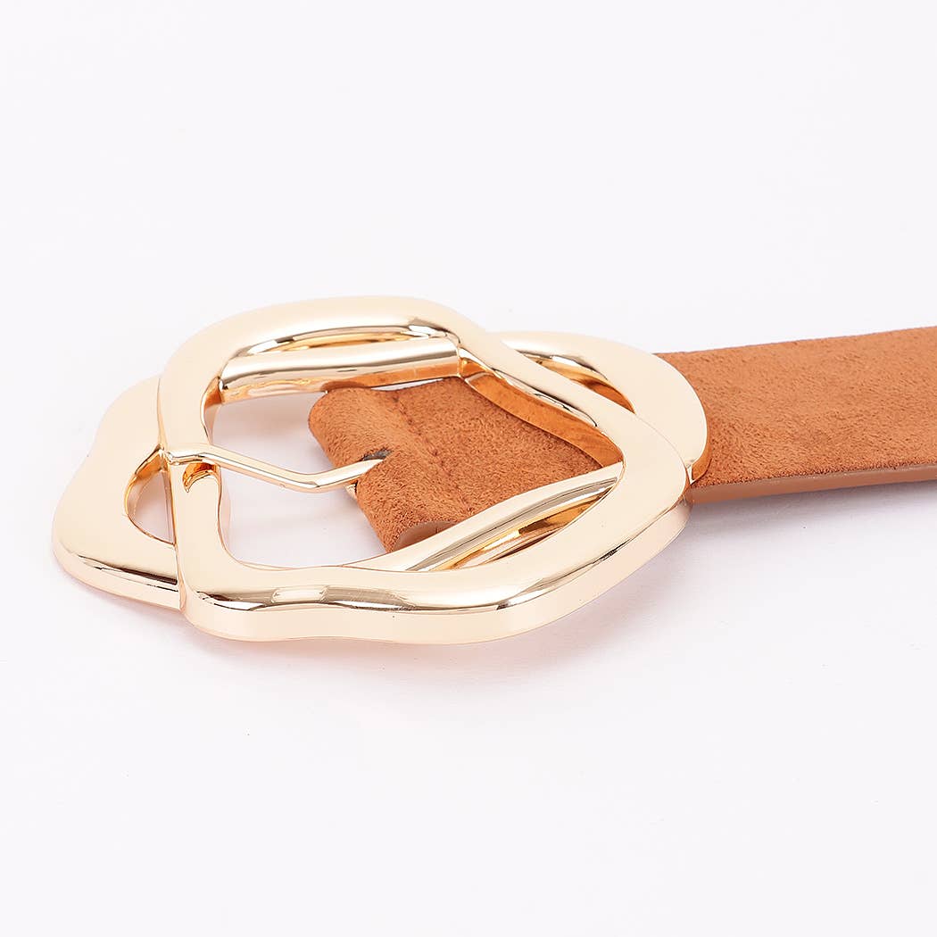 Unique Twisted Buckle Belt - Camel