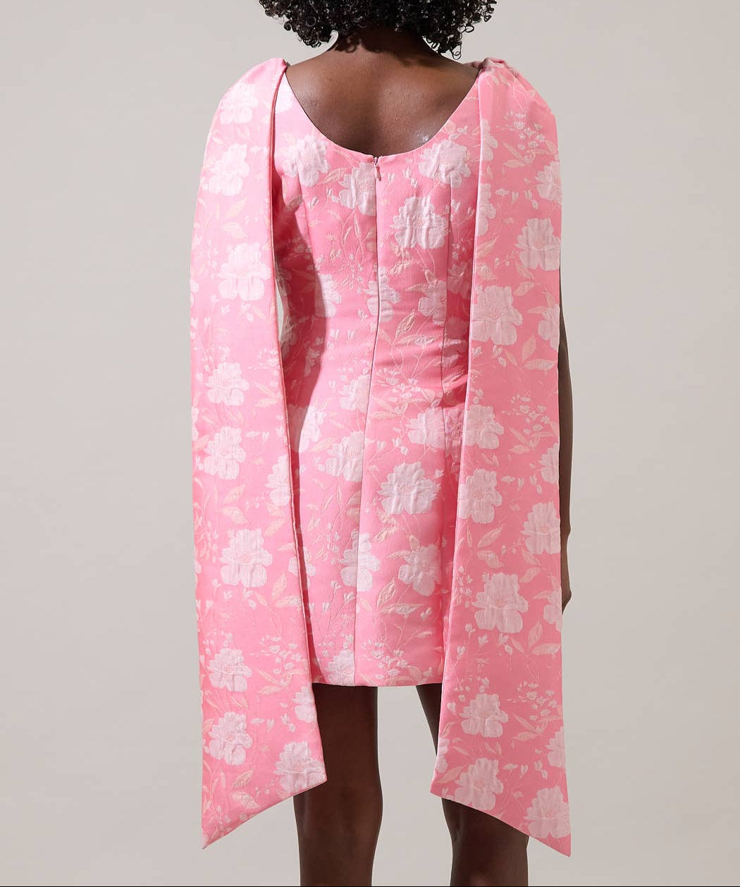 Nicole Jacquard Bow Sash Mini Dress - Coral/Pink