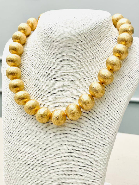 Chic Chunky Ball Necklace - Brushed Gold