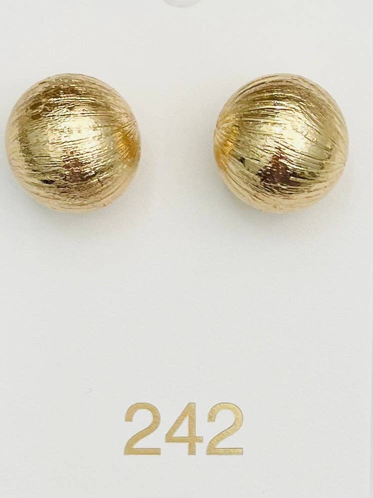 Chic Chunky Ball Stud Earrings - Brushed Gold