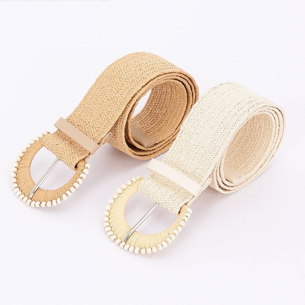 Faux Straw Stretch Belt