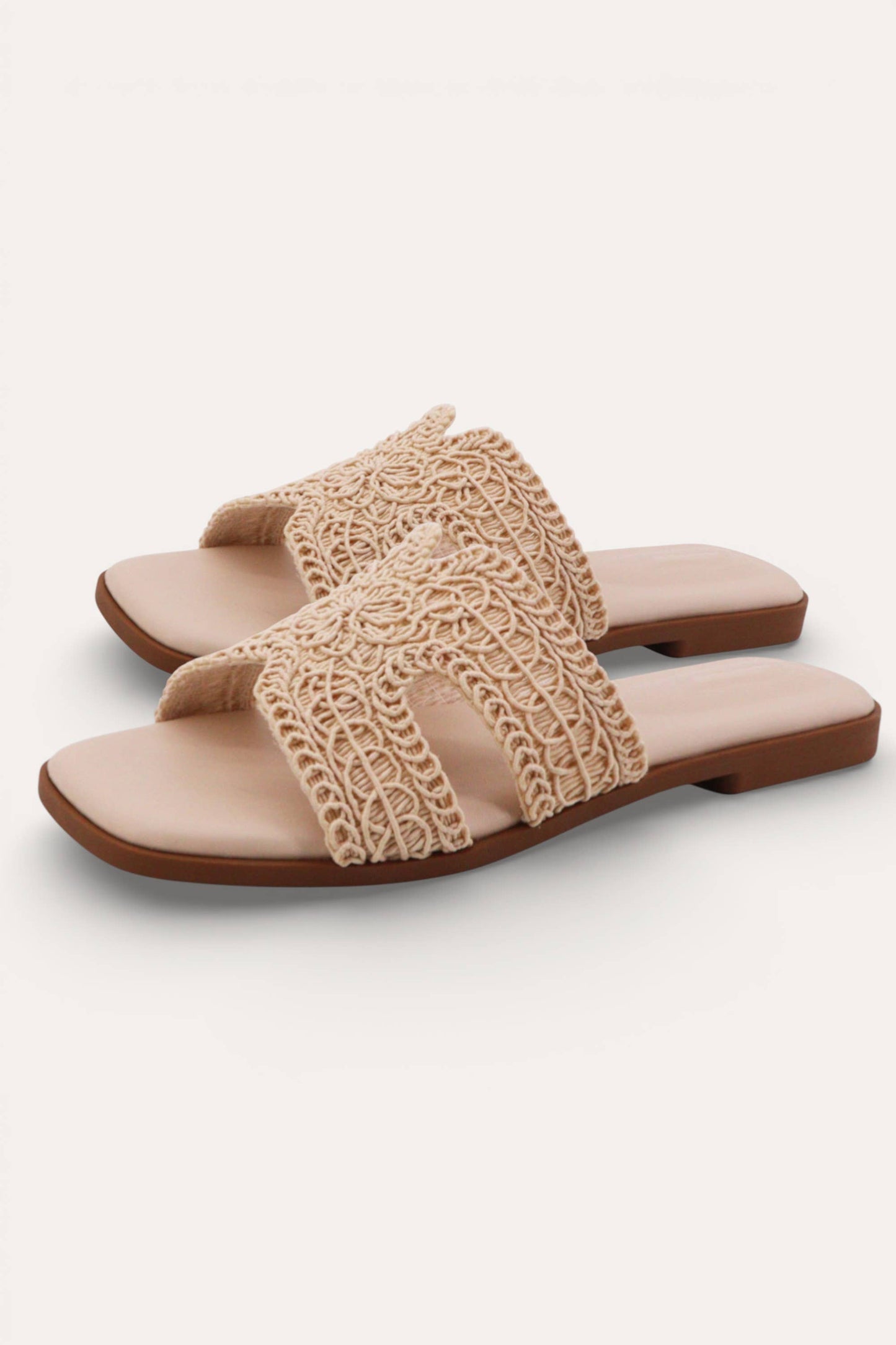 VIEW-68 Woven Square Toe Flat - Beige