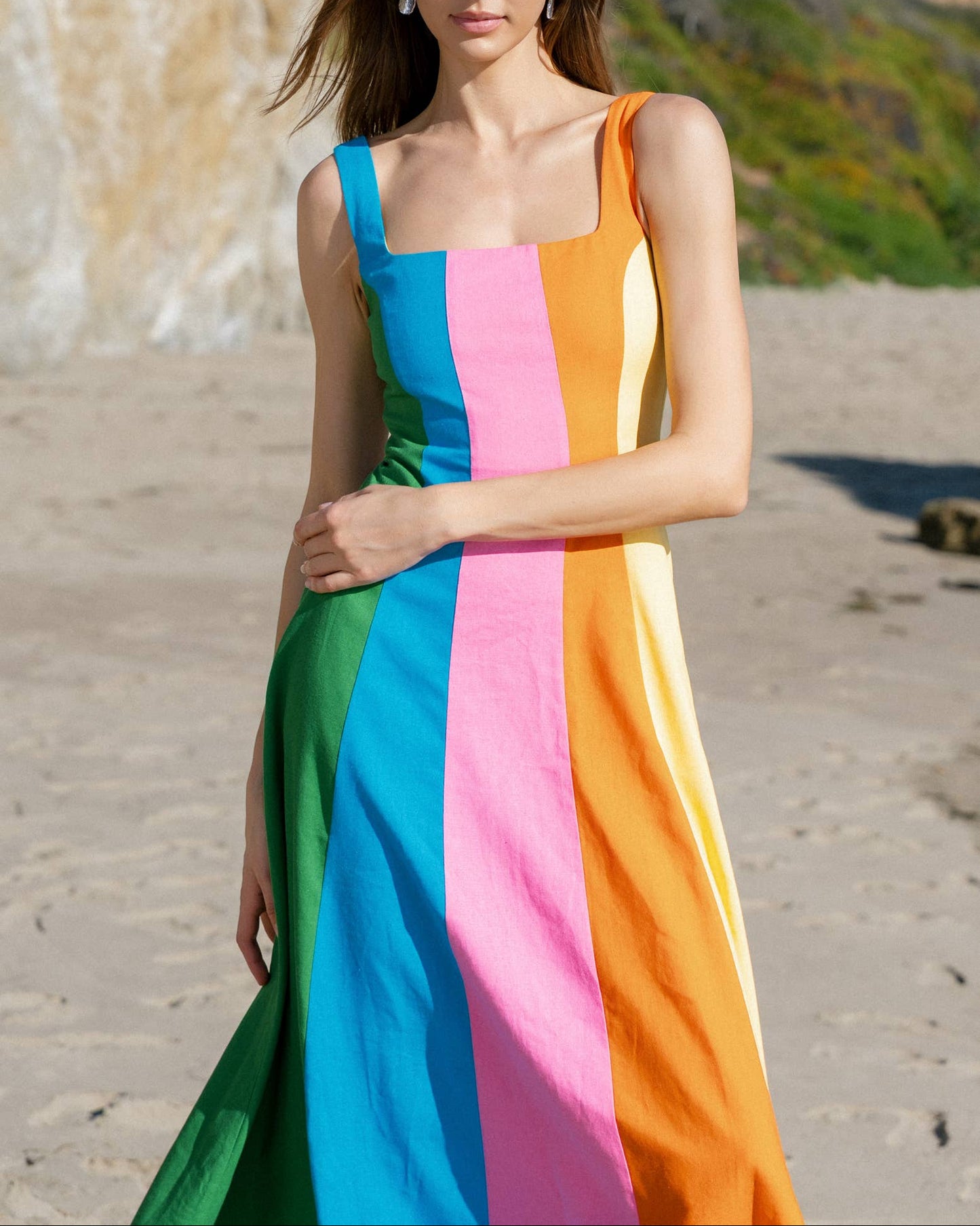 Colorblock Stripe Maxi Dress