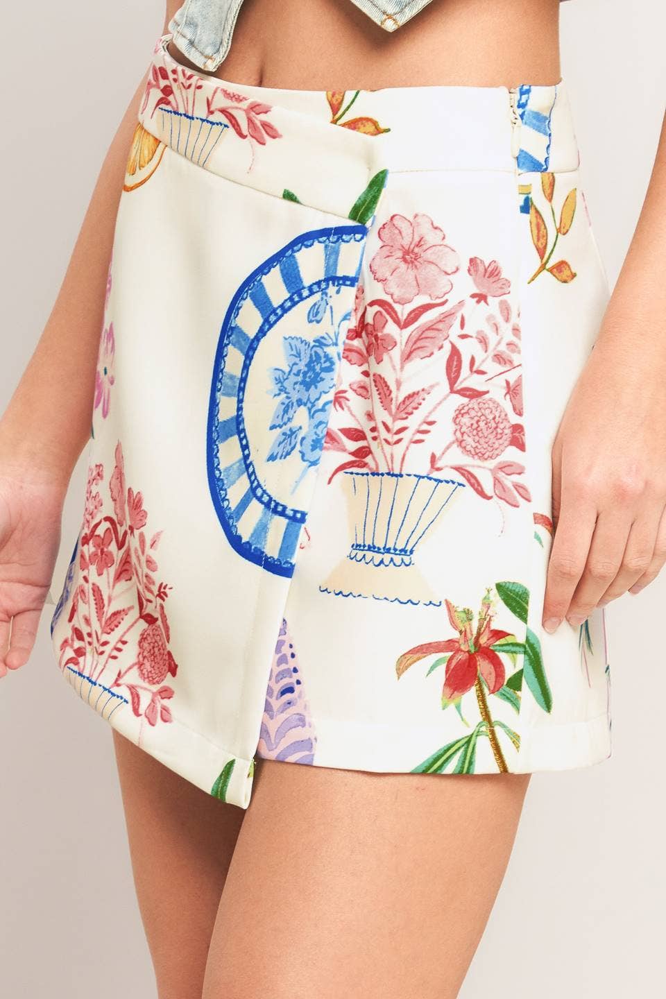 No Excuses Printed Woven Skort - Off White