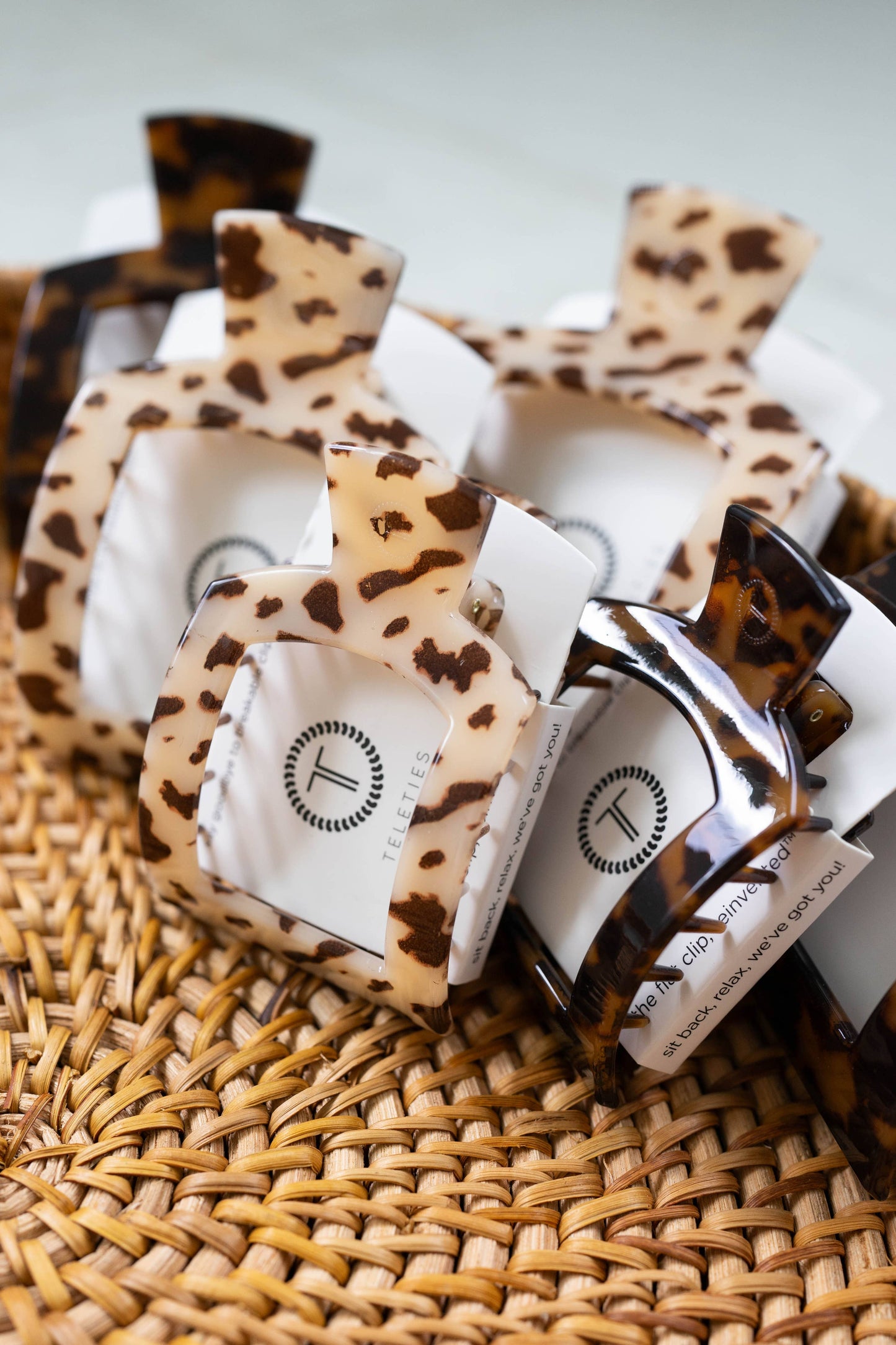 Teleties Square Flat Hair Clip | Small | Blonde Tortoise