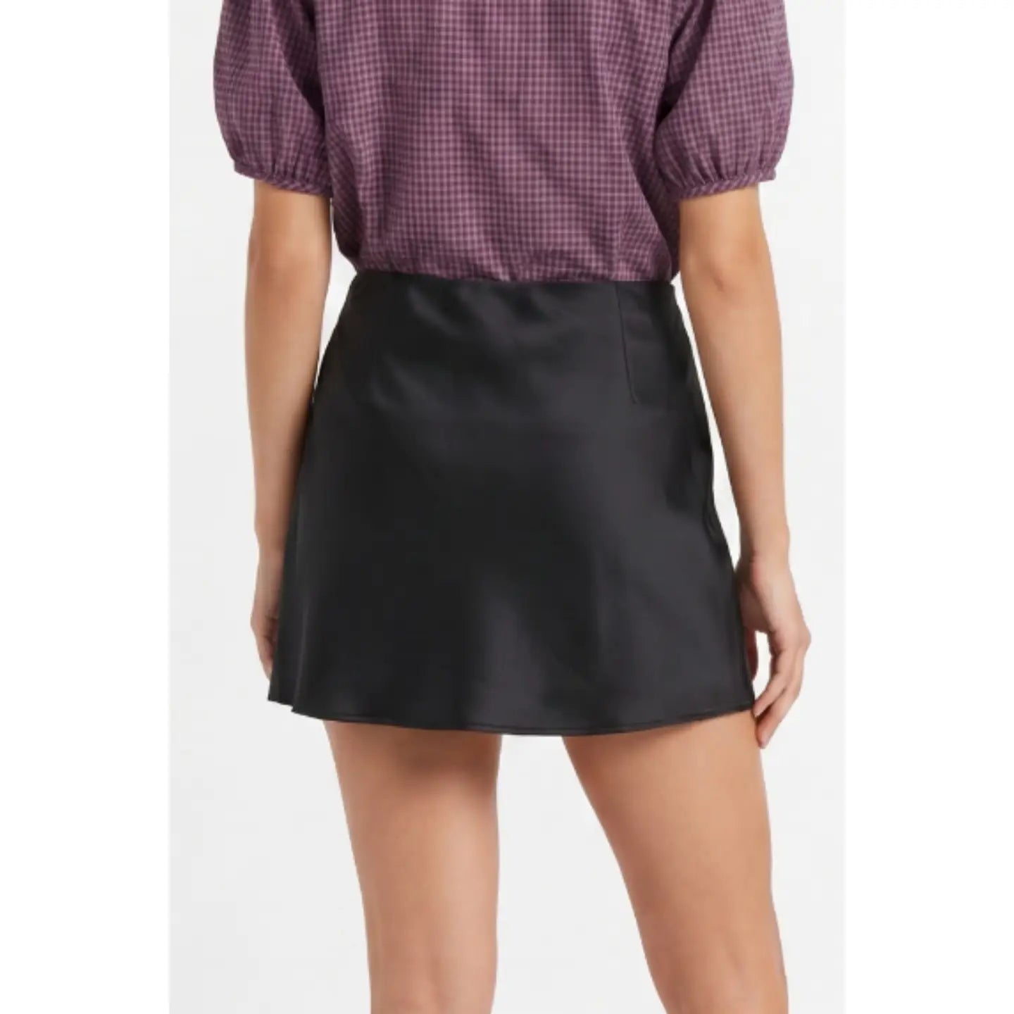 Hang On Satin Elastic Waist Skort - Onyx