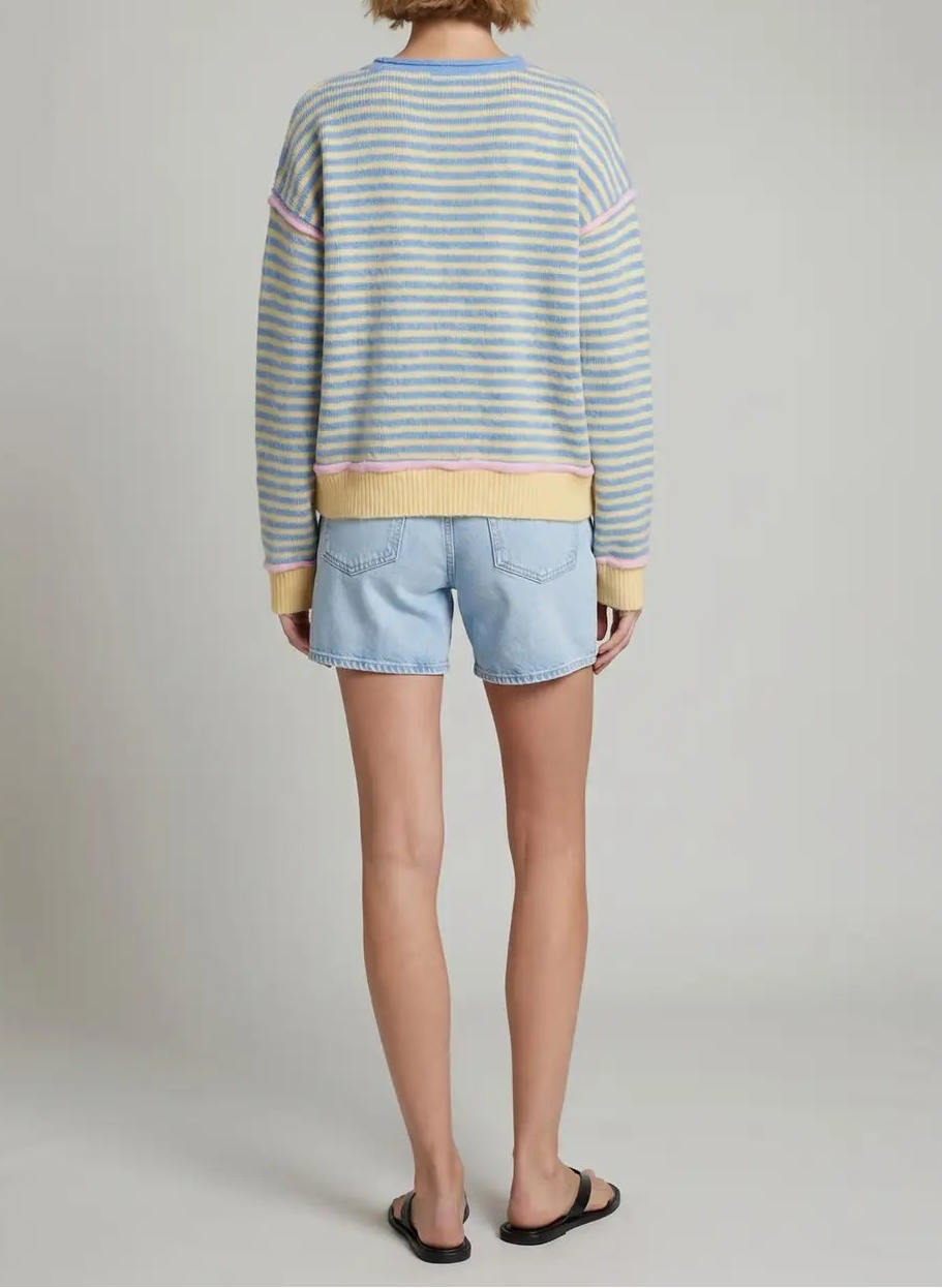 Spend Forever Stripe Pullover Sweater - Daisy/Sky