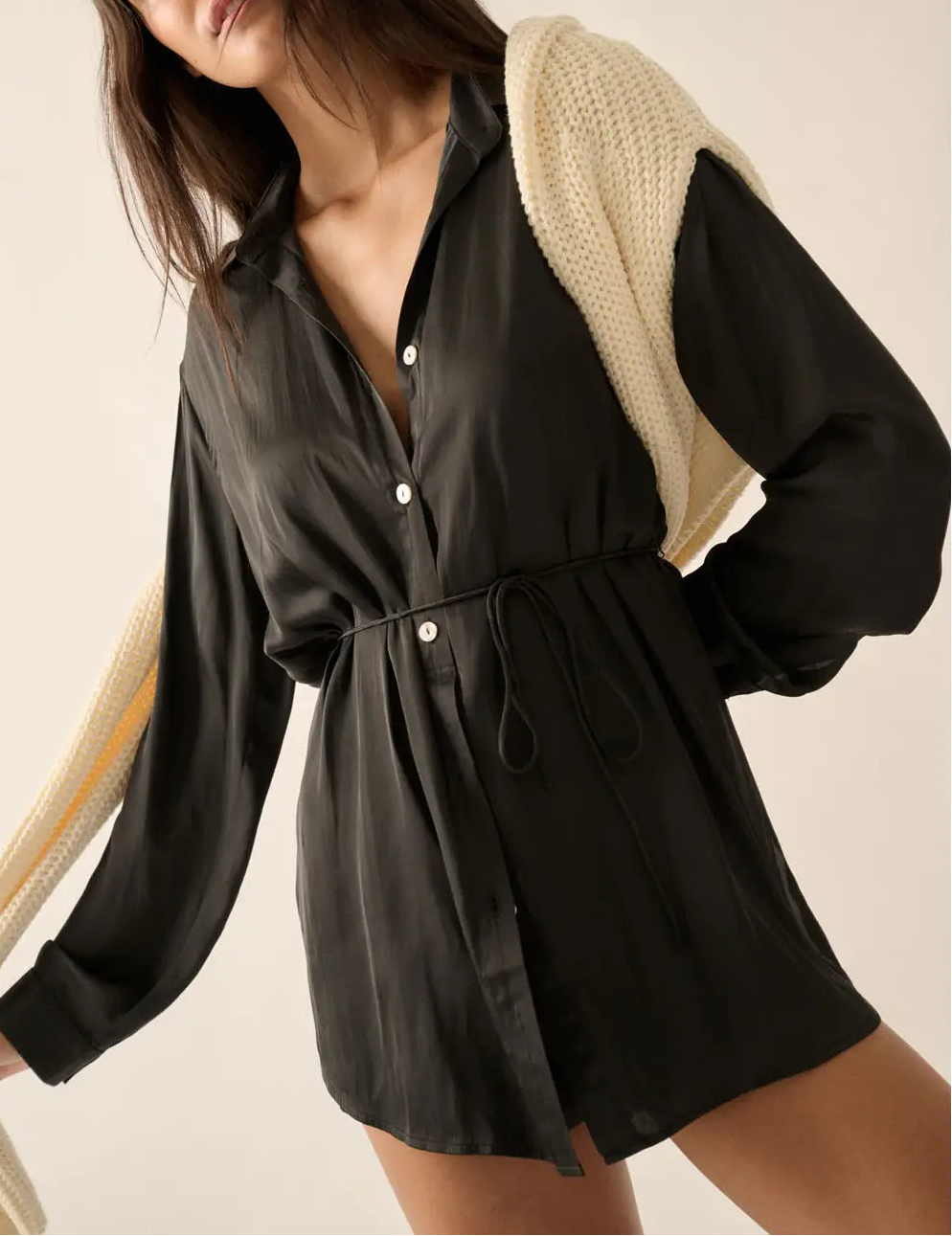 Standing On Faith Button Down Shirt Romper - Black