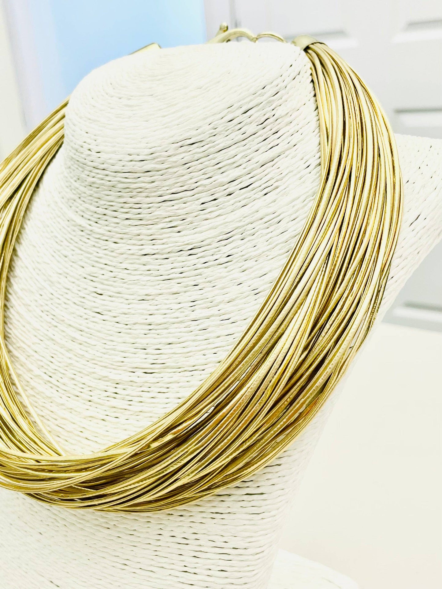 Chic Leatherette Strand Necklace - Gold