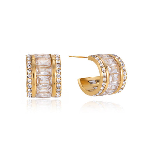 Baguette Hoop Earrings Water Resistant