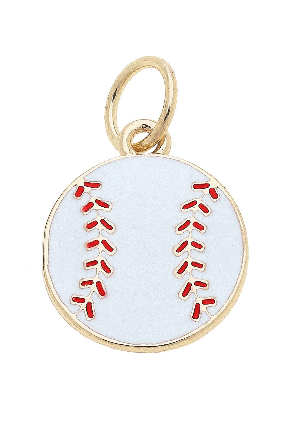 Baseball Enamel Charm in Shiny Gold