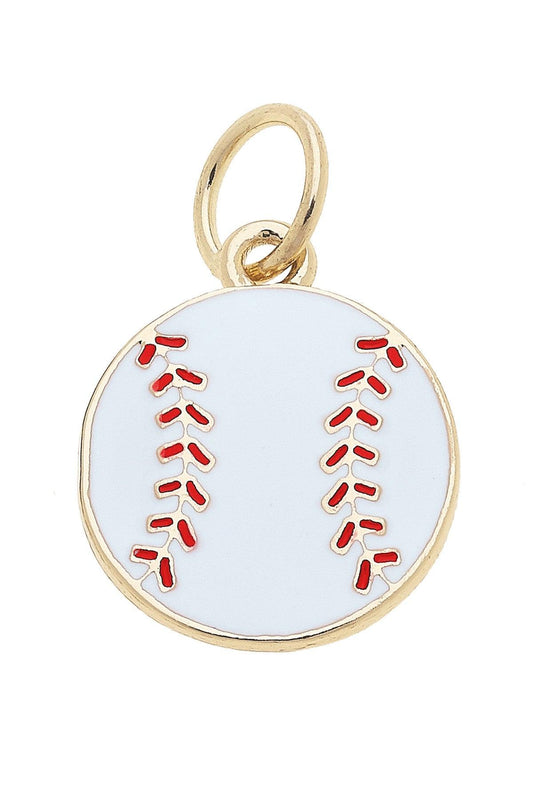 Baseball Enamel Charm in Shiny Gold
