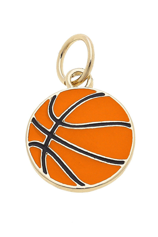 Basketball Enamel Charm in Shiny Gold