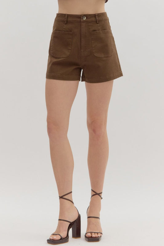 Success Seeker High Waist Shorts - Brown