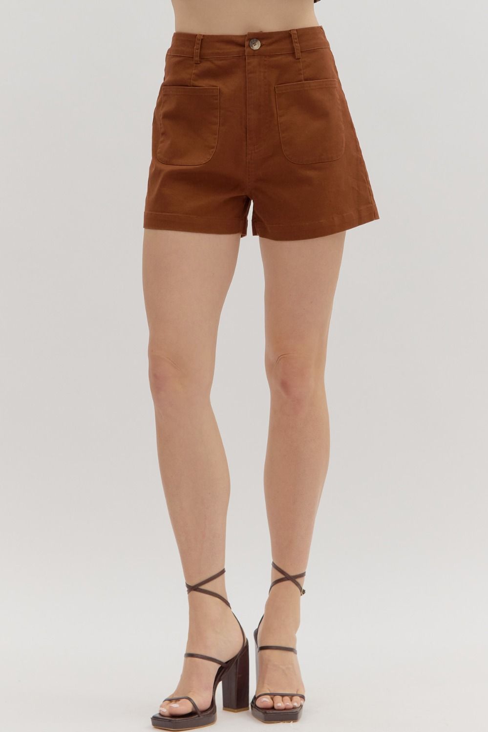 Success Seeker High Waist Shorts - Chestnut
