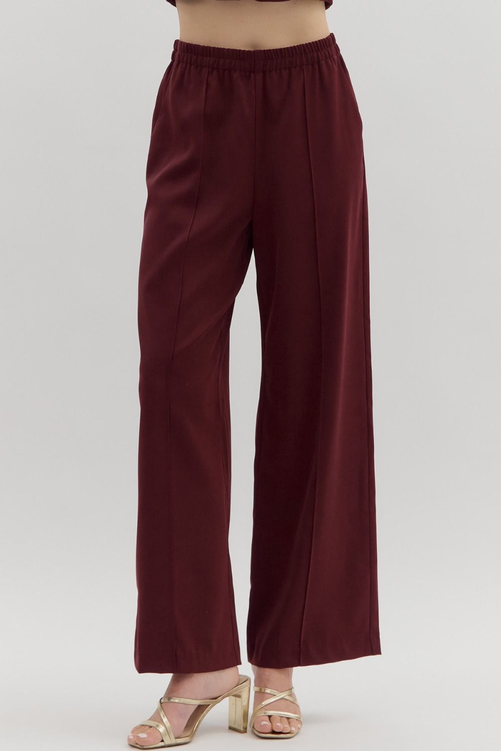 She Means Business Straight Leg Pants - Burgundy