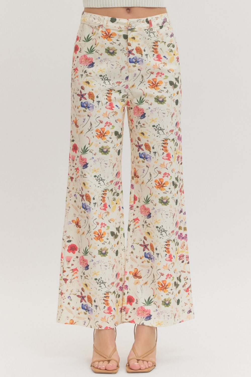 More Than Botanical Wide Leg Pant - Cream Red