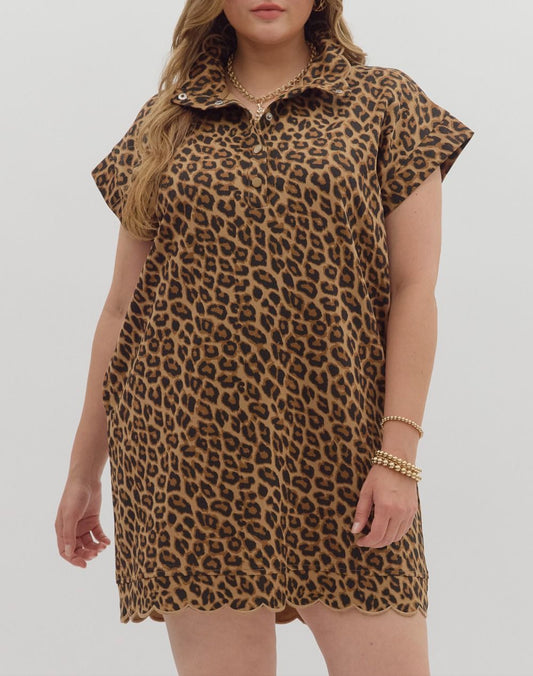 Queen Of The Jungle Scalloped Hem Dress - Animal