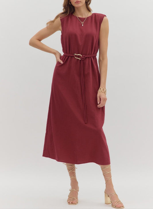 Closet Must Have Belted Mini Dress - Burgundy