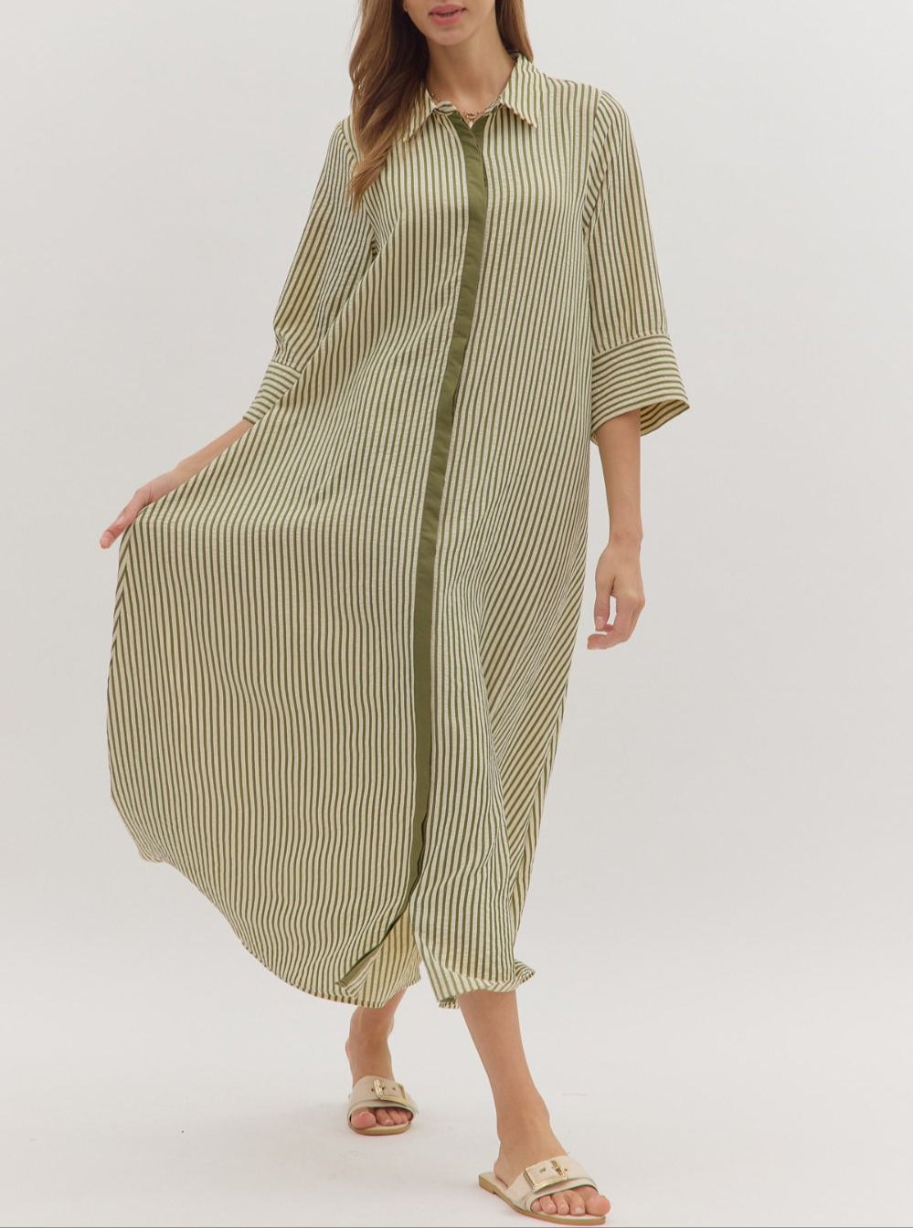 In A Hurry Striped Midi Dress - Olvie