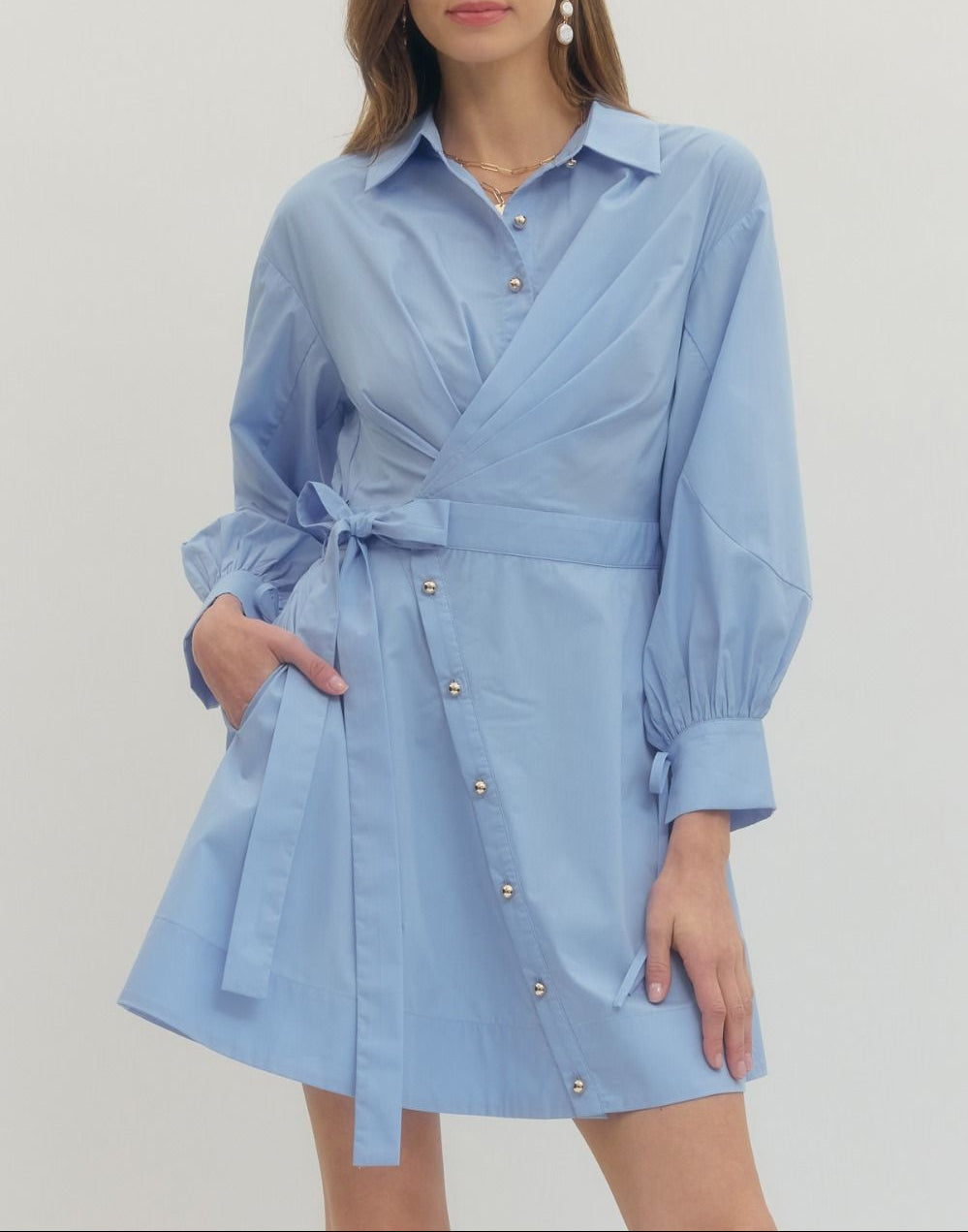 Boss Lady Long Sleeve Wrap Dress - Chambray