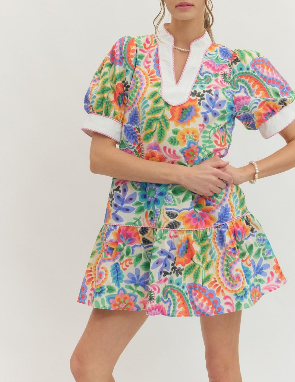 Fiesta Party Paisley Babydoll Dress - Multi