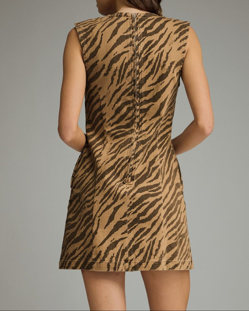 Missing You Zebra Print Sleeveless Dress - Brown