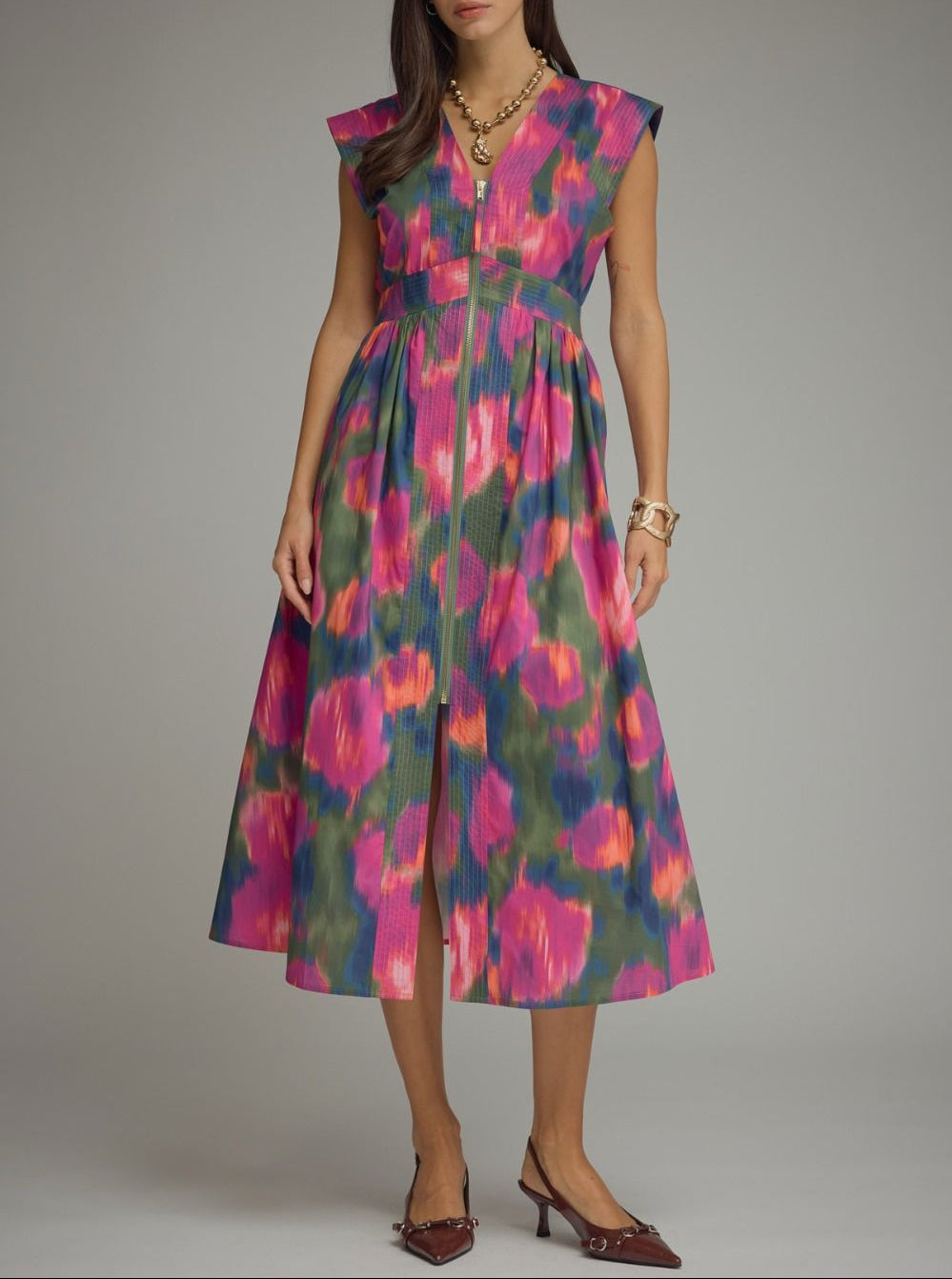Wake Up Cap Sleeve Midi Dress - Magenta