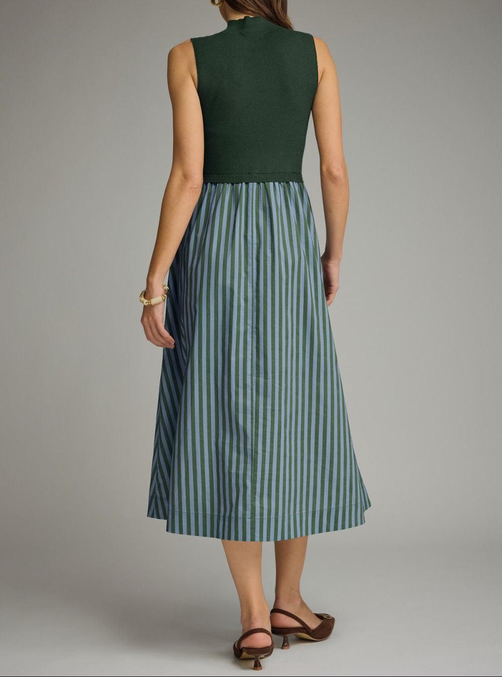 Lift My Hands Mock Neck Sleeveless Dress - Hunter Green