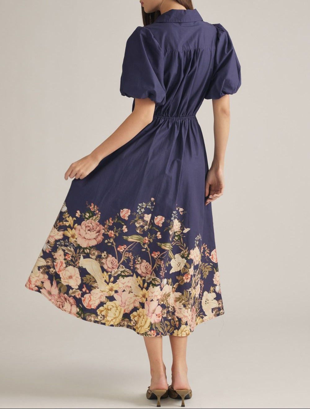 Under Wraps Floral Belted Maxi Dress - Navy