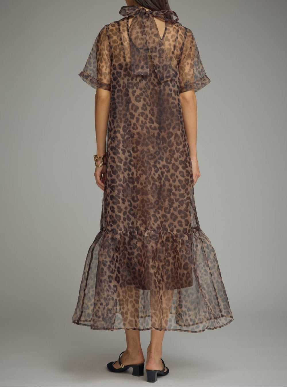 Charge Up Sheer Overlay Mesh Midi Dress - Animal