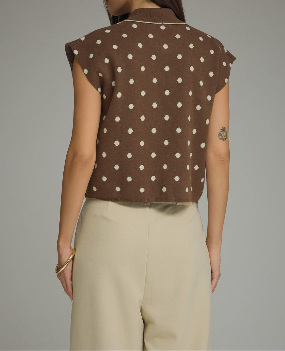 Blush Babe Polka Dot Cap Sleeve Top - Brown