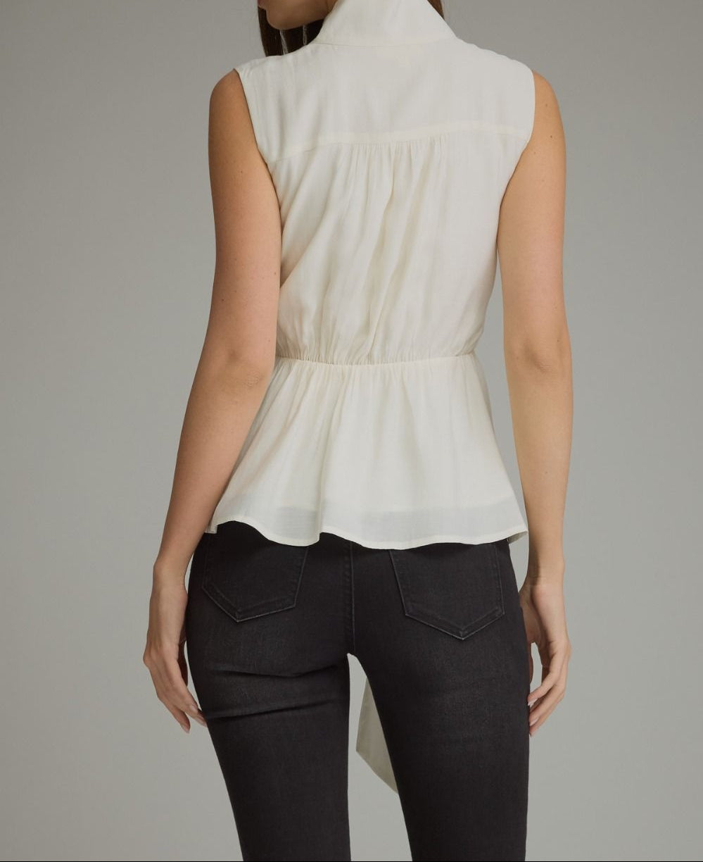 Sink In Mock Neck Front Tie Top - Cream