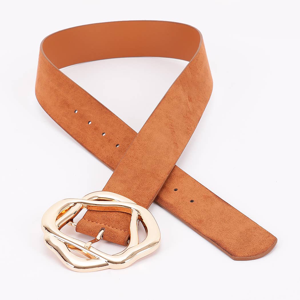Unique Twisted Buckle Belt - Camel