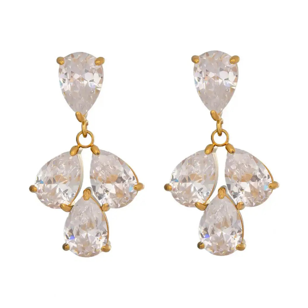 Pear Trio Drop Earrings